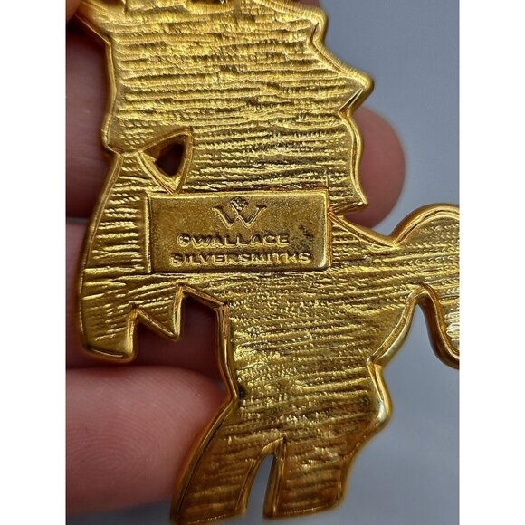 Wallace Silversmith Vintage Unicorn Pendant Christmas Holly - Picture 5 of 5